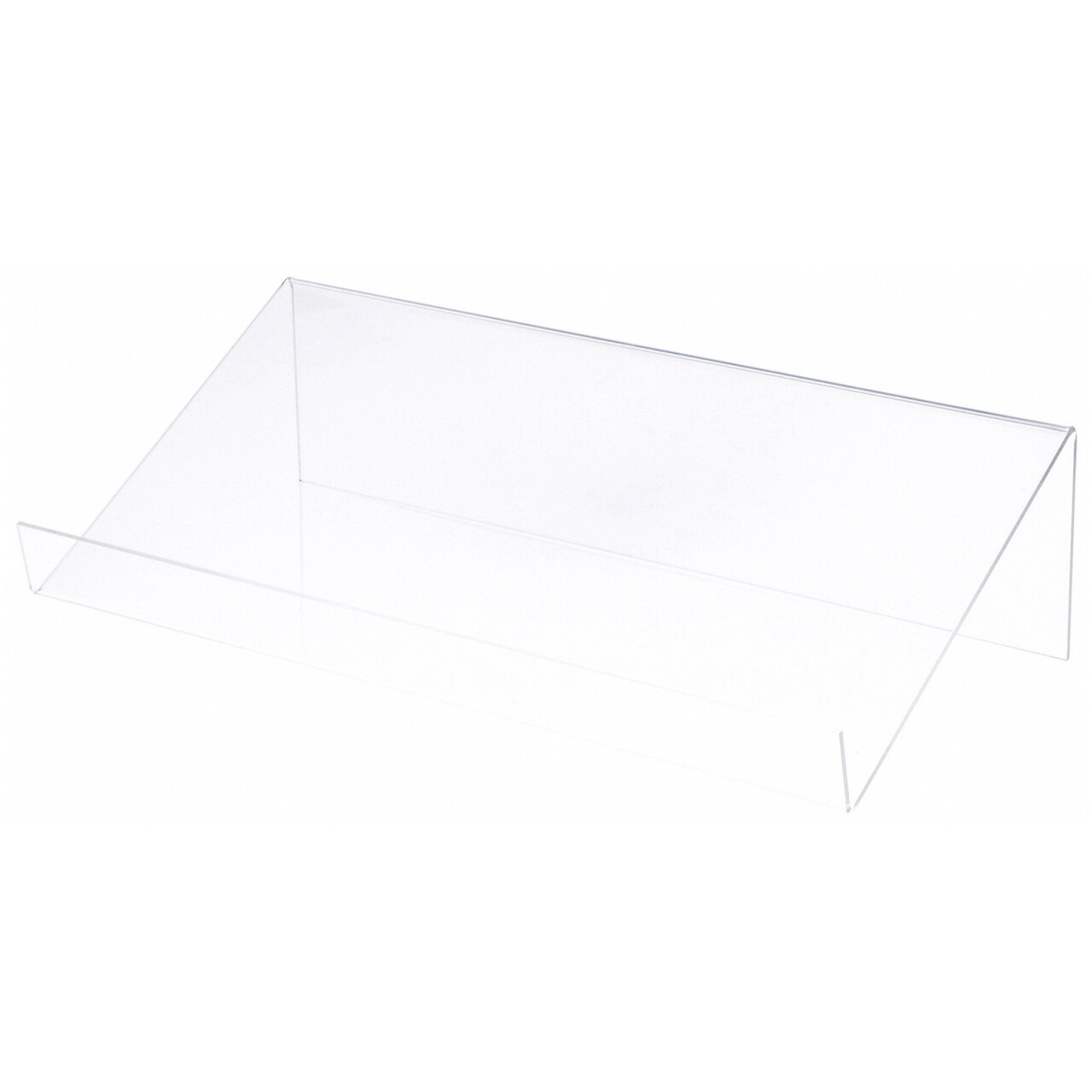 Plymor Clear Acrylic Slightly Elevated Book Display Stand with 2" Ledge, 24" W x 12" D x 6" H